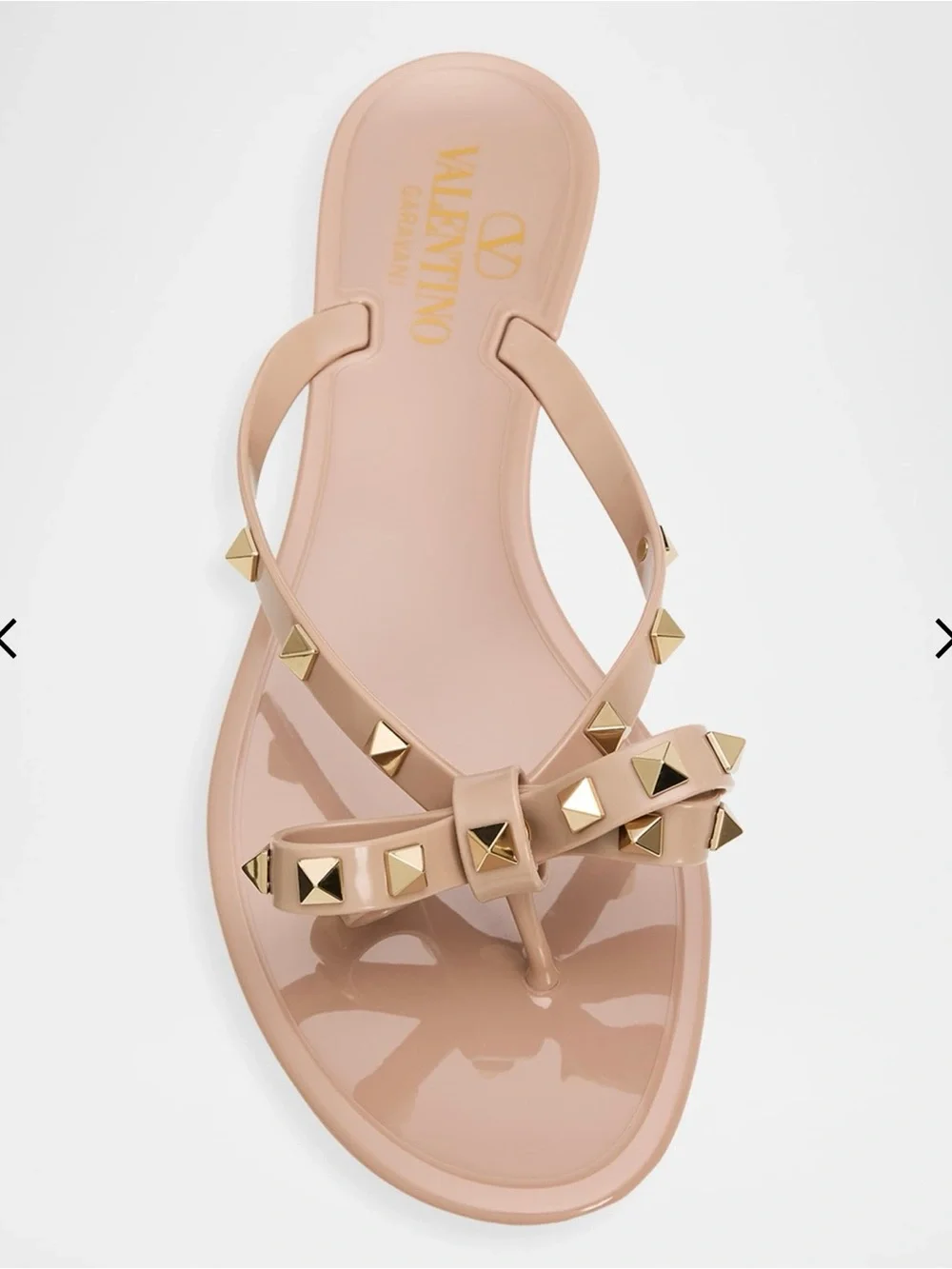 Valentino Garavani Nude Rockstud Bow Jelly Thong Sandal